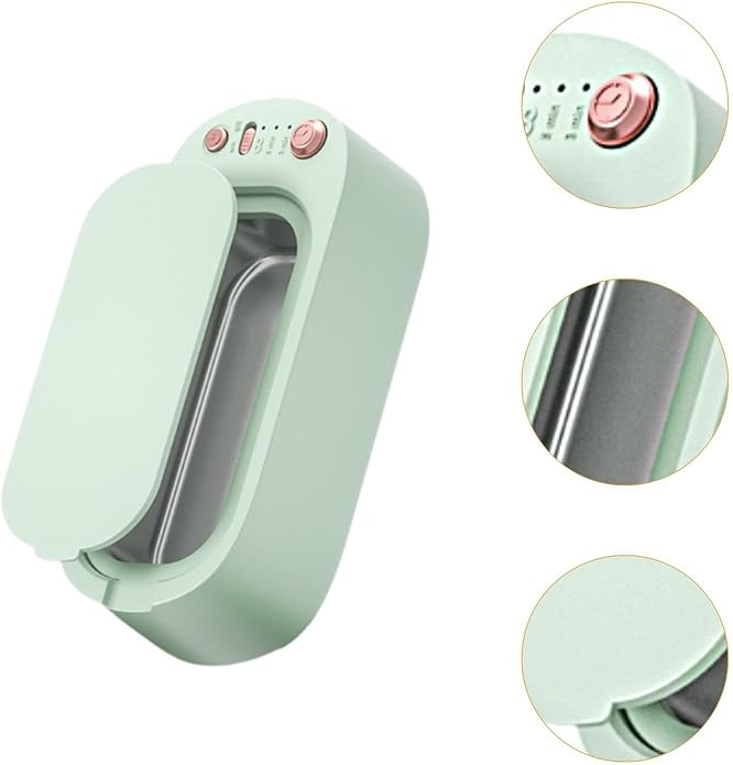 FerneeButy Jewelry Cleaner Glasses Cleaner Tool 600 ml Tank Vibration Cleaning Machine for Necklaces Earrings Eyeglasses Makeup Brushes- Green