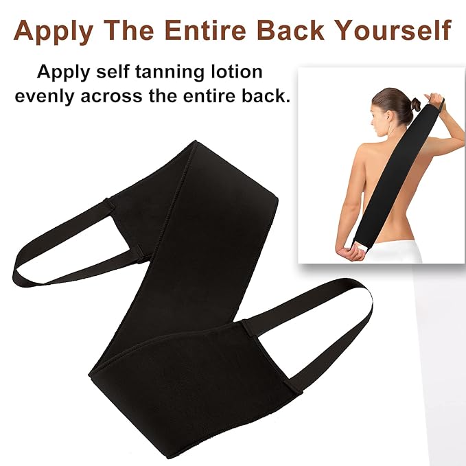 Tanning Back Lotion Applicators - Apply Lotion To Back Easily, Back Buddy Lotion Applicator For Back Self Applicator, Work With Self Tanning Mitt, Non- Absorbent Band