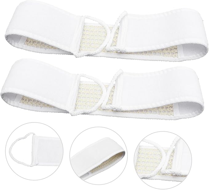 HAKIDZEL 2Pcs Exfoliating Bath Scrubber Shower Back Strap Spa Skin Cleaning Brush for Men Women for Reaching Hard to Access Areas for Smooth Skin