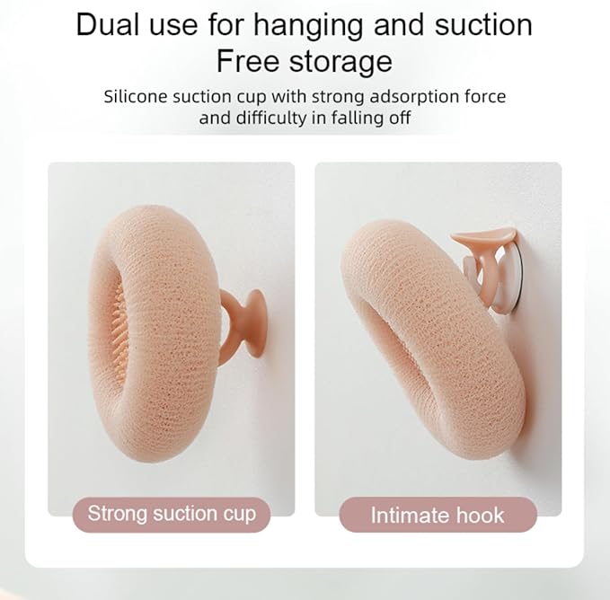 Soft Sunflower Bath Ball with Suction Cup Hook, 3D Textured Mesh Exfoliating Bath Sponge Cleaning Brush，New Silicone Massage Center for Deep Cleansing (Off-White+Flesh Pink+Purple)