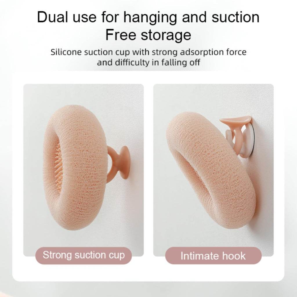 Soft Sunflower Bath Ball with Suction Cup Hook, 3D Textured Mesh Exfoliating Bath Sponge Cleaning Brush，New Silicone Massage Center for Deep Cleansing (Off-White+Flesh Pink+Purple)