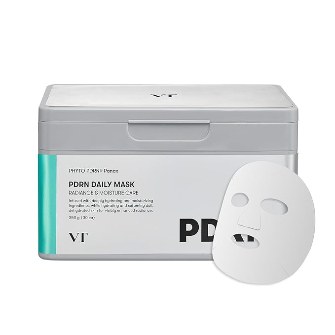 VT COSMETICS PDRN Daily Hydrating 30 Sheets Mask, Vegan PDRN Face Masks with Ceramide, Hyaluronic Acid & Panthenol, Ultra-Thin Moisturizing Mask for Glass Skin & Daily Hydration, Korean Skincare