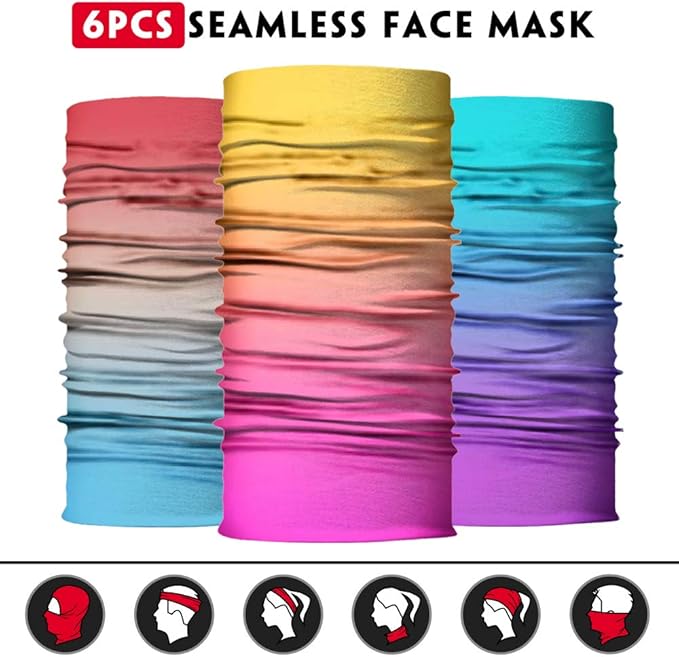 Venswell Neck Gaiter Mask for Men Women, Seamless Bandana Rave Face Cover, Magic Face Scarf, Balaclava,Headband, Headwrap, Headwear (A-Gradient)