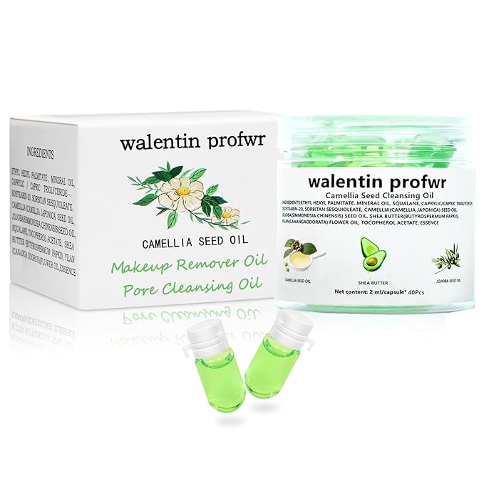 walentin profwr Deep Cleansing Oil for Face Nourishing 40 Pcs Travel Size Mini Camellia Seed Gentle Makeup Remover Cleansing Oil for All Skin Types, Individually Packaged