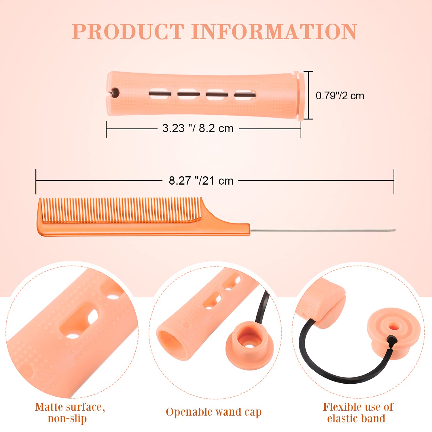 WILLBOND 36 Pieces Cold Wave Rod Hair Perm Rods Hair Rollers Perming Curlers with Steel Rat Tail Comb for Hairdressing Styling