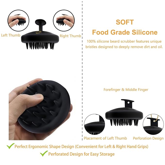 Beard Brush for Men, Silicone Beard Scrubber for Deep Cleansing