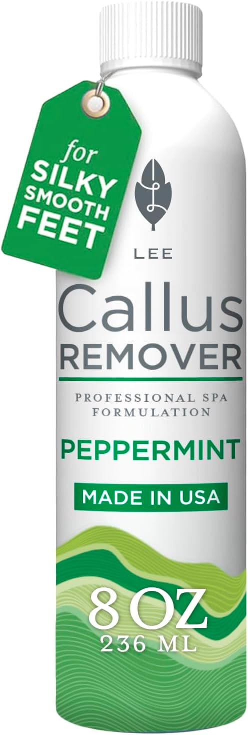 Lee Beauty Professional Callus Remover for Feet - Peppermint, Powerful Formulation - Extra Strength Gel, Home Pedicure Foot Spa Results - Cracked & Dead Dry Skin Supplies - 8 Ounce
