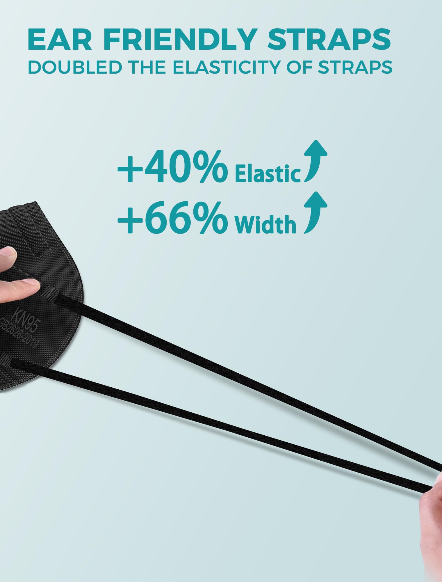 TOPMAX KN95 Face Masks 50 Pack 5-Ply Breathable Filter Efficiency≥95% Protective Cup Dust Disposable Masks Against PM2.5 Black