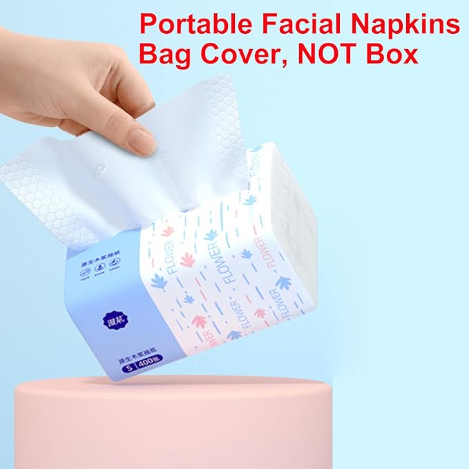 4 Packs Small Soft Facial Tissue, Toilet Paper, Disposable Napkin, Bag Cover, Not Box, Material Wood Pulp Fiber NOT COTTON, White Facial Paper Tissues, 5-Ply, 400 Sheet per Pack