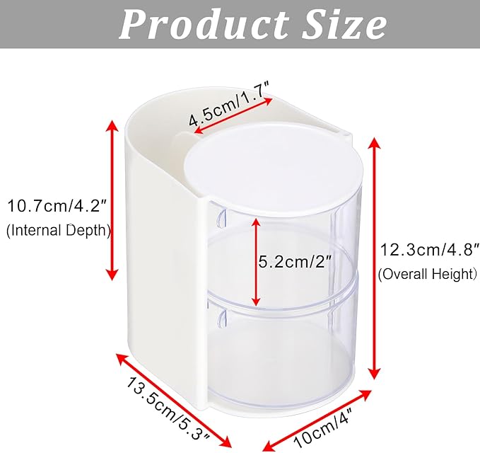 GUSHBIN Hair Accessories Organizer with Hair Brush Holder Rotating Makeup Storage Container Plastic Desktop Storage Organizer for Hair Clip Tie, 2-Layer White