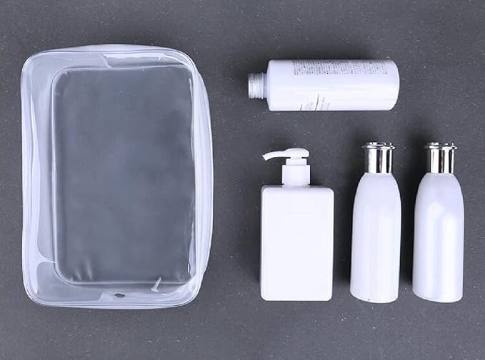 BEFORYOU 6 Pack Clear Toiletry Carry Pouch with Zipper Portable Plastic Waterproof Cosmetic Bag TSA Approved for Vacation Travel Bathroom and Organizing (White, Large)