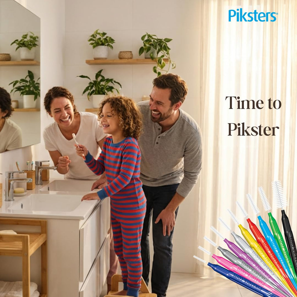 Piksters Interdental Brushes, 40 pk, Size 4, Interdental Tooth Brush for Medium Gaps, Gum Soft Bristles for Plaque Removal, Safe for Braces