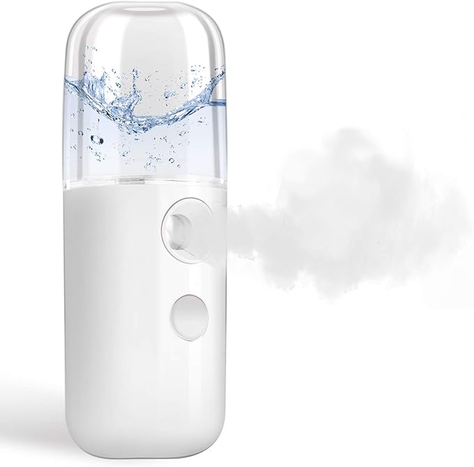 GIVERARE Nano Facial Steamer, Handy Mini Mister, USB Rechargeable Mist Sprayer, 30ml Visual Water Tank Moisturizing&Hydrating for Face, Daily Makeup, Skin Care, Eyelash Extensions-White