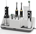 Boperzi Bathroom Counter Organizer for Vanity & Sink Storage: Detachable Electric Toothbrush and Toothpaste Holder, Water Flosser Holder, Bathroom Decor and Accessories Organization Set(Walnut Black)