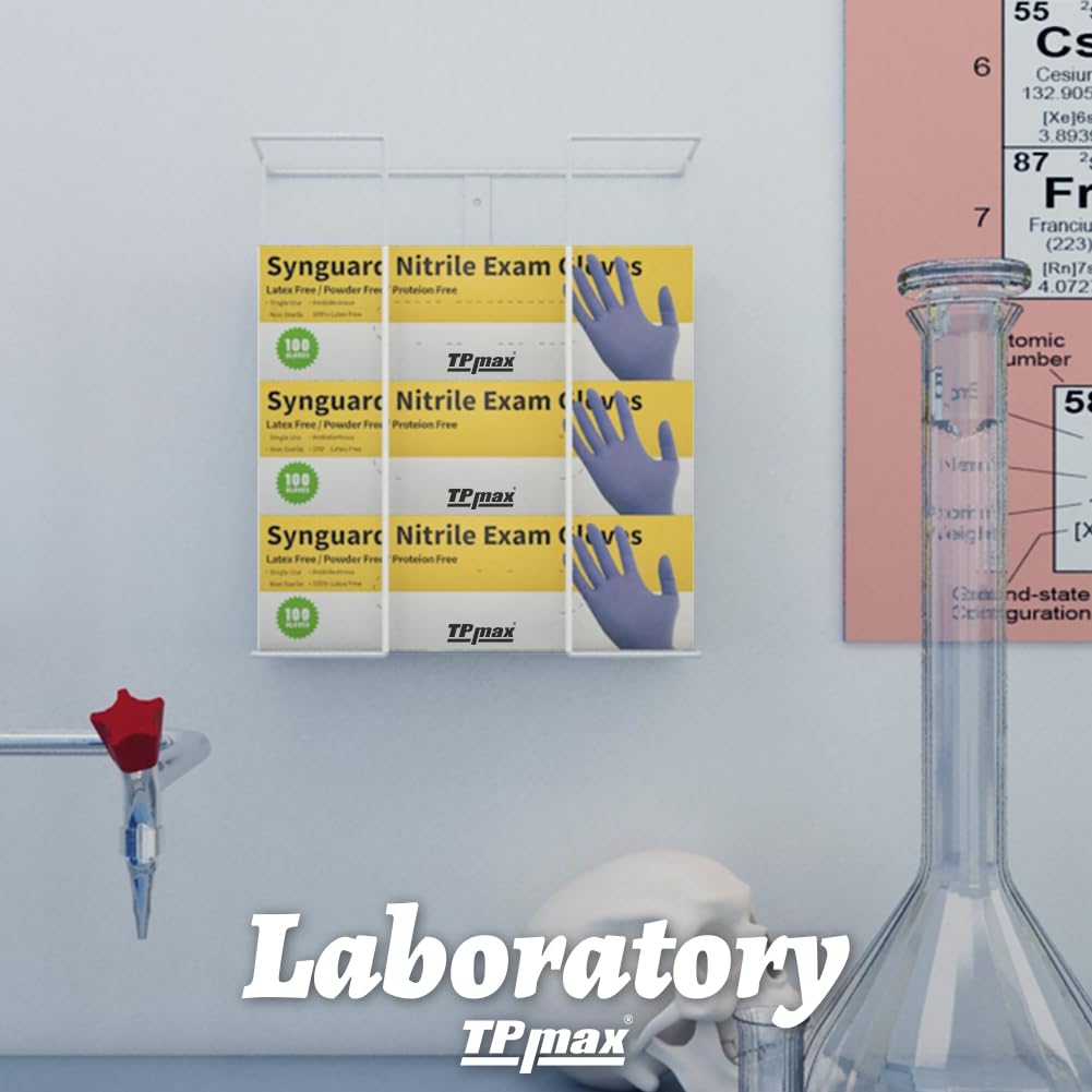 XL Gloves Box Holder,Wire Rack Dispenser for Gloves - Tissues Paper Towels Organizer - Mounting Accessories Included - Holds up to 3 Boxes - Perfect for Lab, Food Service and Home