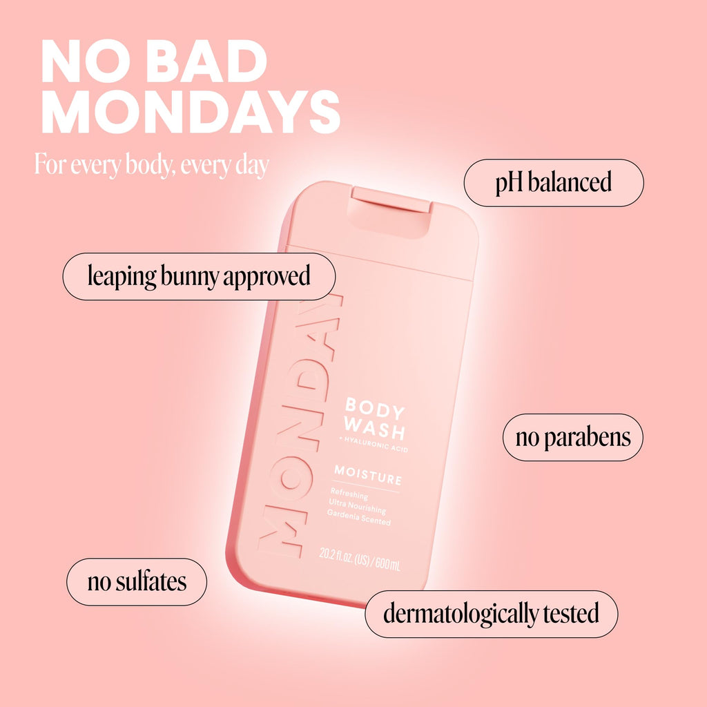 MONDAY HAIRCARE MOISTURE Body Wash in Fresh Gardenia with Hyaluronic Acid & Shea Butter for All Skin Types, 600 mL