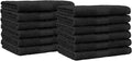 Amazon Basics Cotton Washcloths for Face, Soft, Absorbent, 12-Pack, Black, 12 Inch x 12 Inch