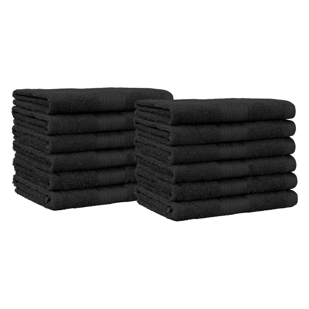 Amazon Basics Highly Absorbent Cotton Washcloths for Face, Soft, Machine Washable, Fade Resistant, 12 x 12 in, Black, 12-Pack