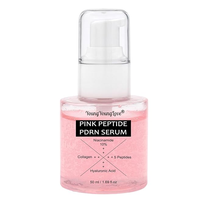 Pink Collagen Peptide PDRN Serum with 5-Complex Peptides, 10% Niacinamide & Hyaluronic Acid for Skin Firming, Moisturizing, Boosting & Calming, Uneven Tone, Pore Minimizing & Anti-Aging, 1.69 oz