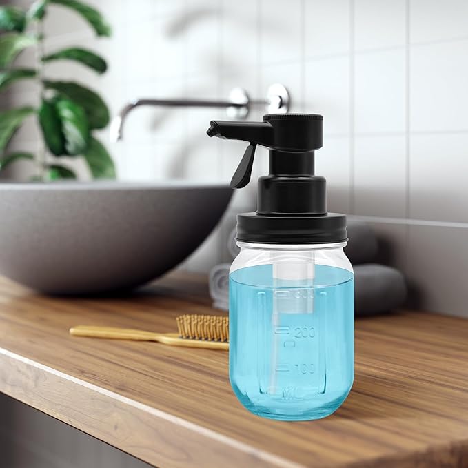 12oz Automatic Touch Sensor Liquid Glass Soap Dispenser, Hands-Free Mason Jar Soap Dispenser, Refillable Lotion Bottle for Bathroom Kitchen Countertop (Batteries Not Included)