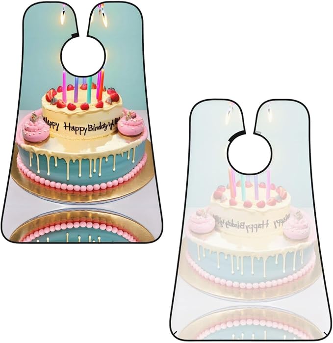 YQxwJL Happy Birthday Big Cake Print Beard Bib Shaving Apron, Beard Hair Trimming Cape Gift For Dad