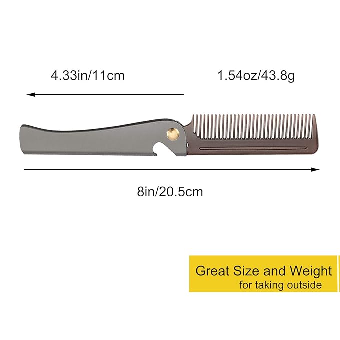 Avenoir Stainless Steel Folding Pocket Comb, Black