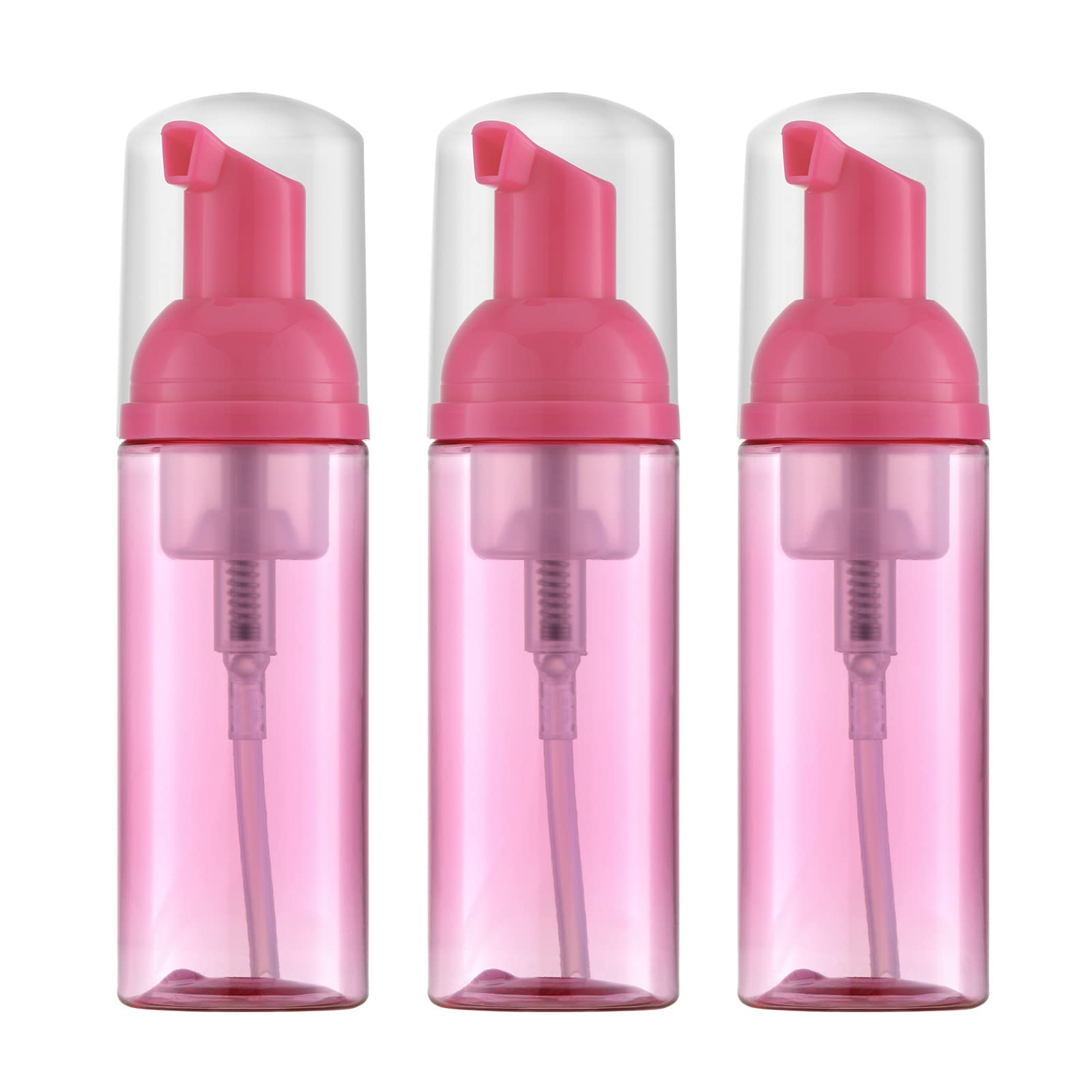 Owlyee Travel Foam Pump Bottle - 2oz Small Size Foaming Hand Soap Dispenser - Mini Portable Mousse Lash Shampoo Kit Container for Hair - Empty Leak Proof Plastic Rose Red Foamer 3Pack