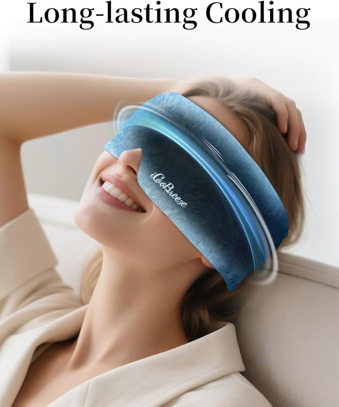 Cooling Eye Mask for Puffy Eyes, FSA Eligible HSA, Headache and Migraine Relief Gel Eye Mask, for Headache, Puffiness, Eye Strain, Reusable Face Ice Pack for Post-Surgery Care (Black)
