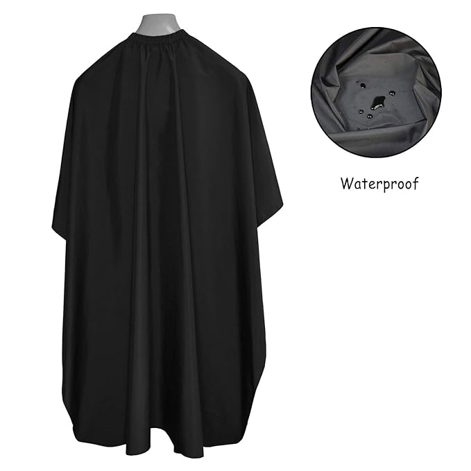 TONGTLETECH Hair Cutting Cape - Waterproof Salon Barber Cape Cloth Hairdressing Nylon Gown Unisex Black Haircut Apron for Hair Styling,Cutting and Coloring - 47 x 59 Inches