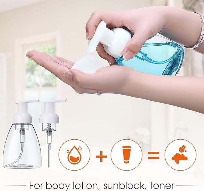 Eboot 12 Pcs 8 oz Foaming Soap Dispenser Foaming Pump Bottle Travel Hand Soap Pump Foam Dispenser Bottle Plastic Press Bottles Empty Refillable Plastic Container for Liquid Shampoo
