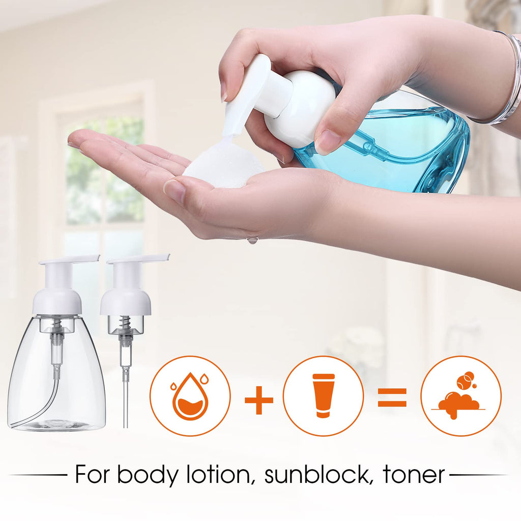 Eboot 12 Pcs 8 oz Foaming Soap Dispenser Foaming Pump Bottle Travel Hand Soap Pump Foam Dispenser Bottle Plastic Press Bottles Empty Refillable Plastic Container for Liquid Shampoo