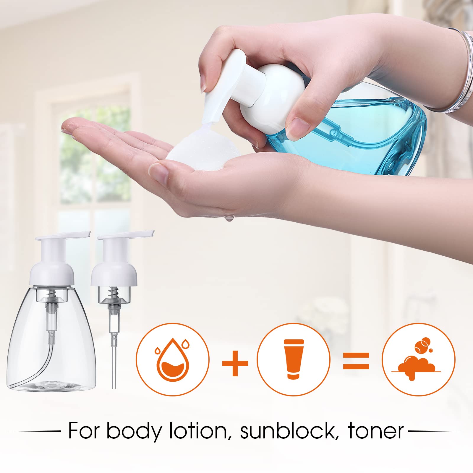 Eboot 12 Pcs 8 oz Foaming Soap Dispenser Foaming Pump Bottle Travel Hand Soap Pump Foam Dispenser Bottle Plastic Press Bottles Empty Refillable Plastic Container for Liquid Shampoo