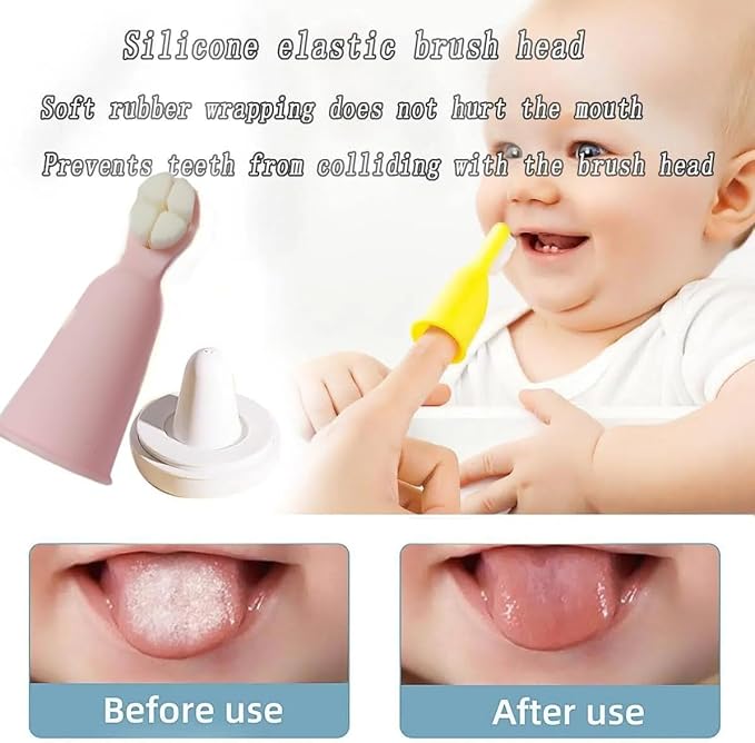 FOREVIVE Baby Finger Toothbrush for Infants and Toddlers 0 to 3 Years – Soft Silicone Teething Brush with Tongue Cleaner | Gentle Gum Massager for Newborns, Babies & Young Kids | Pack of 2