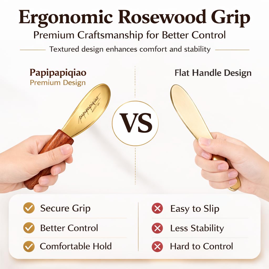 Papipapiqiao Copper Brass Gua Sha Muscle Scraper Tool with Wooden Handle – H62 Brass IASTM Soft Tissue Massage Tool for Fascia Release & Scar Tissue Relief – Deep Tissue Scraping Tool for Back & Body