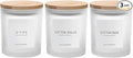 Ezebesta 3PCS Modern 13.53oz Transparent Bathroom Canisters with 12 Labels & Wooden Lid Thick Glass Jar Set Qtip Holder for Cotton Ball & Pads Storage Organization Minimalist Decor