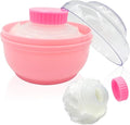 Storage Body Powder Container, Large 3.5" Fluffy Body After-Bath Powder Case, Baby Care Face/Body Villus Powder Puff Box, Makeup Cosmetic Talcum Powder Container with Hand Holder (LightCoral)