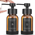 Foaming Soap Dispenser Set, Glass Foam Soap Dispenser with Plastic Pump, 8.5oz Empty Refillable Glass Bottle for Liquid Soap - Kitchen, Bathroom, Commercial