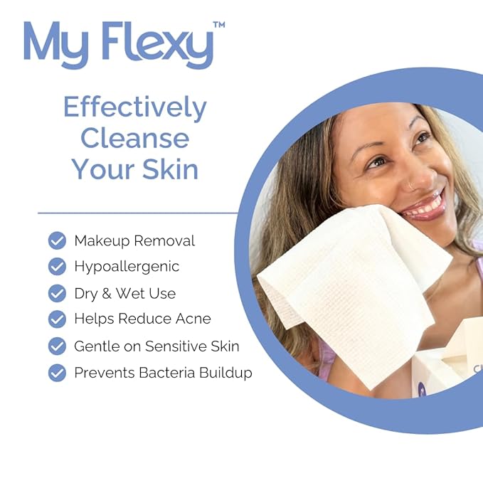 Disposable Biodegradable Face Towels XL for Skin Care & Makeup Remover Dry Wipes, Clean Facial Towel, Hypoallerganic Wash Cloth, Clean Face Towels, Ultra Soft & Absorbent Dry Wipe, Hygienic Towelettes