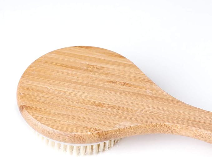 Ithyes Body Brush Dry Brushing Back Scrubber Shower Bath Brush Bamboo Wood Long Handle Natural Bristles exfoliating Massage Improve Blood Circulation Cellulite