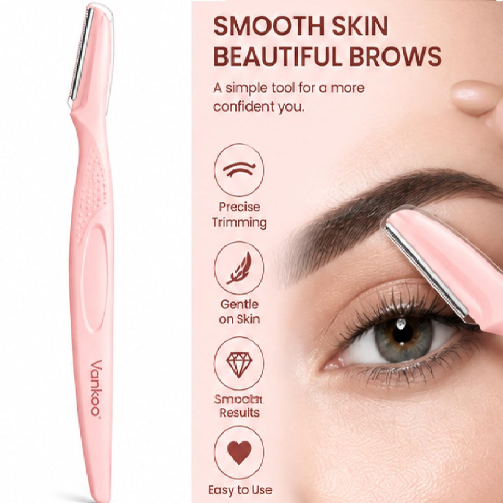 Vankoo Facial Hair Remover & Eyebrow Trimmer - 2 in 1 Eyebrow & Face Shaver for Women - Rechargeable Face Razors for Women with Built-in LED Lights - Painless Hair Removal for Flawless Skin & Makeup