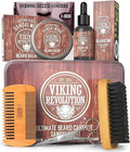 Viking Revolution Ultimate Grooming Kit for Men - Boar Brush, Wood Comb, Scissors for Beard & Mustache