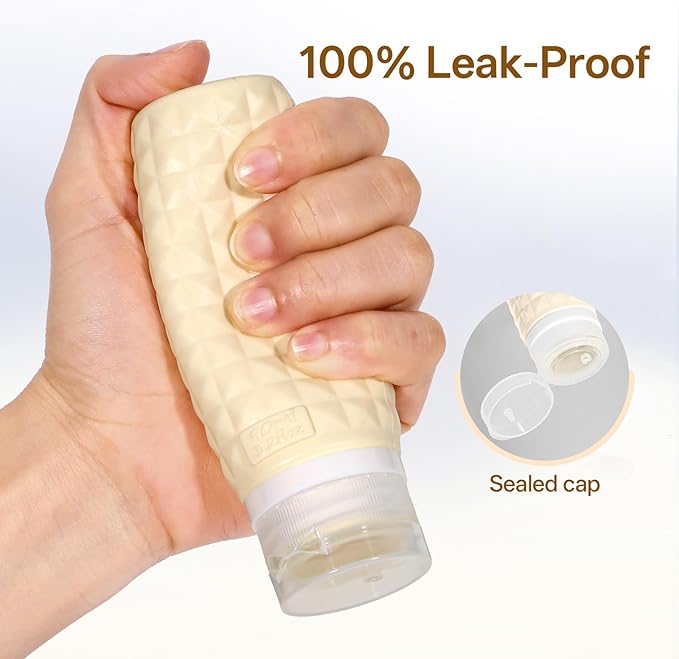 Firstfooby Travel Bottles for Toiletries, TSA Approved Travel Size Containers, Leak Proof Silicone Shampoo Bottles, Small Toiletry Containers with Clear Bag for Shampoo Conditioner Lotion