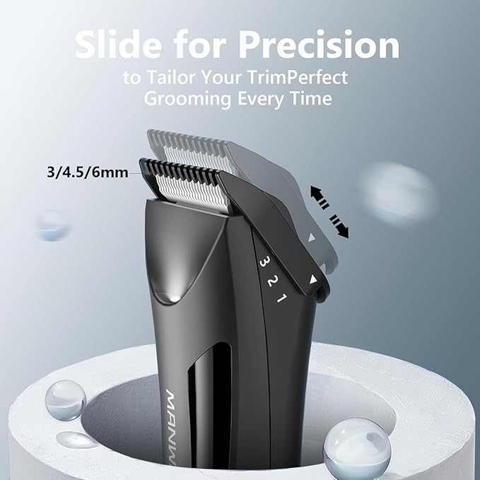 ManWills Body Hair Trimmer Men - Ball Trimmer Men, 2 Replaceable Ceramic Blades, Waterproof Pubic Trimmer with Charging Dock, Rechargeable, 7000RPM