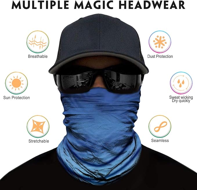 Venswell Neck Gaiter Mask for Men Women, Seamless Bandana Rave Face Cover, Magic Face Scarf, Balaclava,Headband, Headwrap, Headwear (A-Gradient)