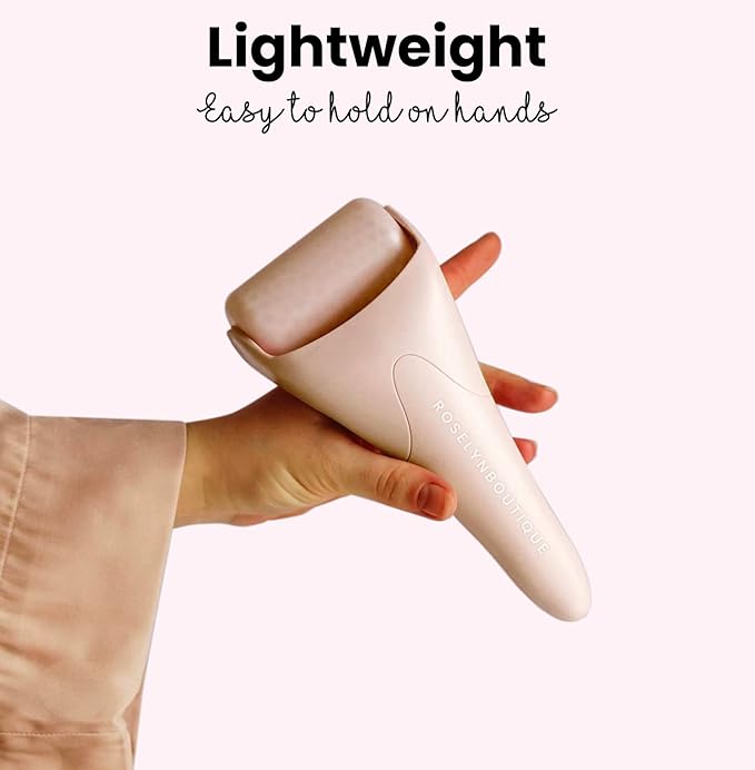 ROSELYNBOUTIQUE Ice Roller for Face & Gua Sha Facial Tools - Wrinkles Fine Lines Puffiness Massager Facial Skin Care Tools - Self Care Gifts for Men Women (Beige)
