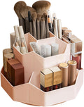 TNDCKP 360° Rotating Pink Makeup Brush Holder Organizer with 9 Slots, Makeup Organizers Countertop, Makeup organization and Skincare Storage for Vanity, Desktop, Bathroom (PINK)