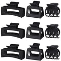 3 Style Hair Claw Clips 9 pcs Medium Claw Clips Hair Clips for Women Rectangle Claw for Thick Hair Square Hair Clips for Thin Hair Accessories for Women (Black)
