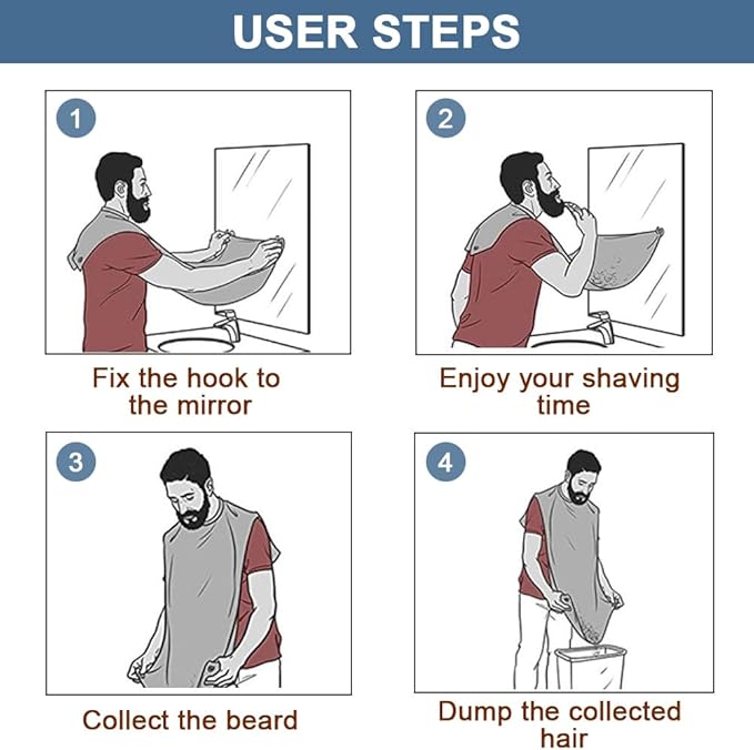 Fun Gift Beard Bib,Beard Apron,Beard Catcher for Men Shaving and Trimming,Non-Stick Beard Cape Grooming Cloth, with 3 Suction Cups, Valentines Day Gifts for Him Men（black） Christmas