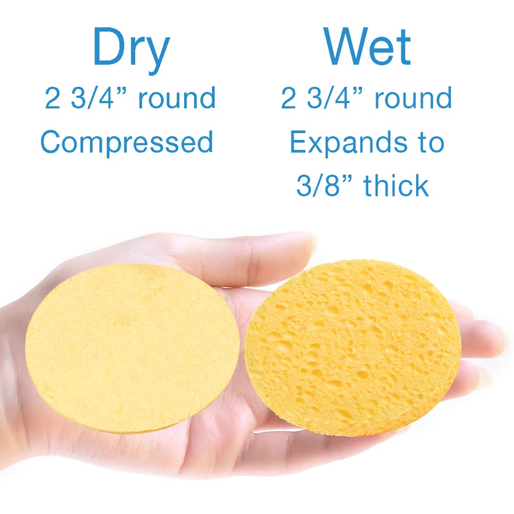 ForPro Professional Collection Premium Compressed Facial Sponges, 50-Count Cellulose Sponges for Facial Cleaning, Exfoliating and Makeup Removal, 2.75" Round, Natural
