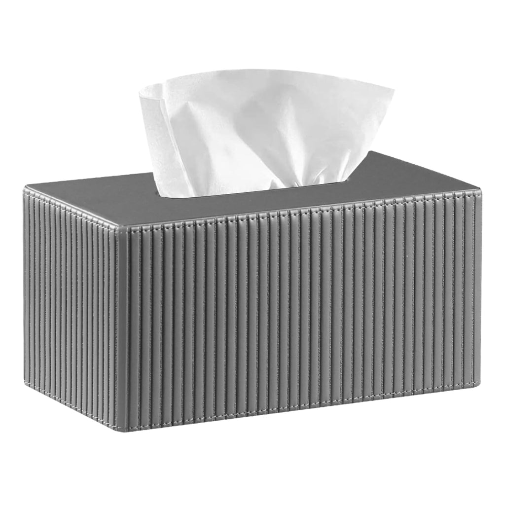 Larger Tissue Box Cover, Modern PU Leather Rectangular Facial Tissue Holder, Minimalist Tissue Organizer/Dispenser, Napkin Storage Box for Bathroom,Vanity Countertop, Nightstand, Office, Home Decor